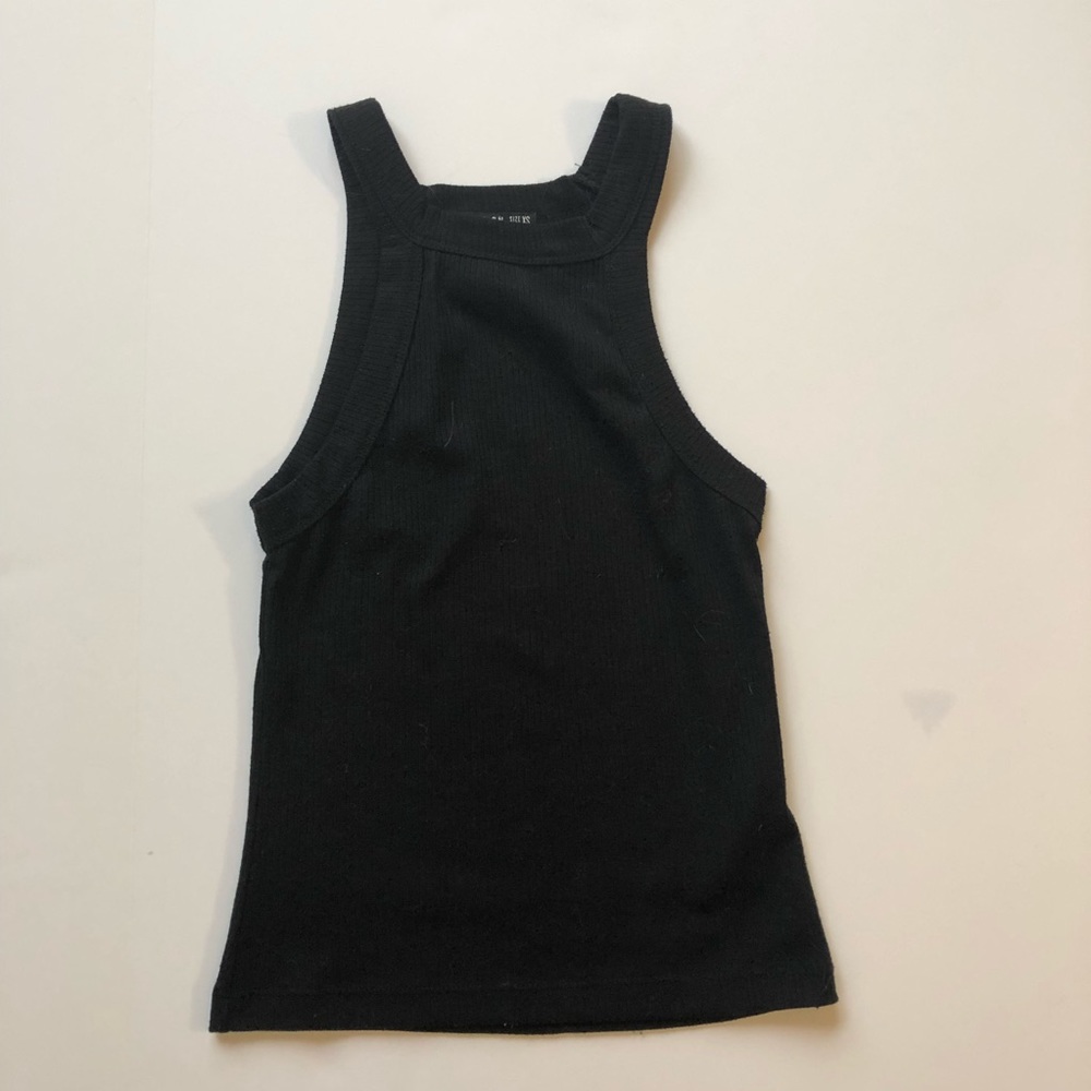 Black High Neck Crop Tank